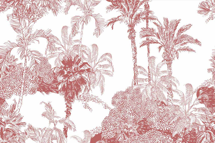 Burgundy Jungle Toile Panel