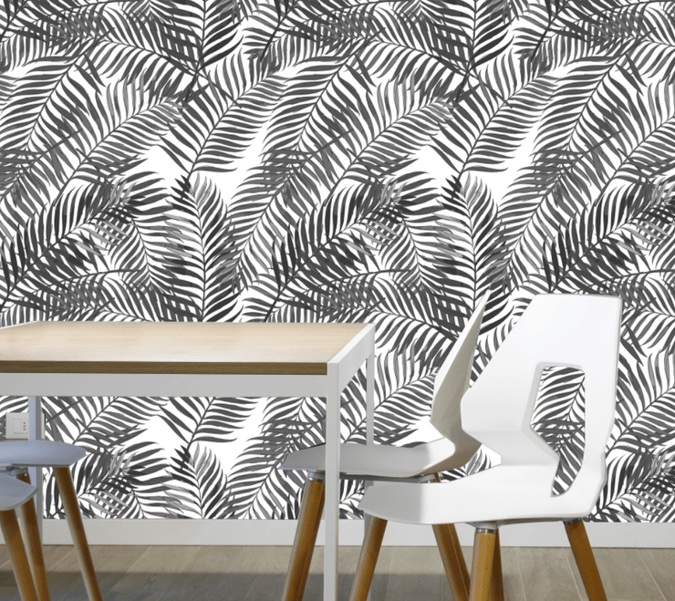 Black Palm Tree Pattern Wall Mural-Patterns-Eazywallz