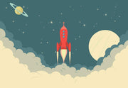 Retro Rocket Spaceship Wall Mural-Kids' Stuff-Eazywallz