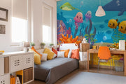 Under Water World Cartoon Wall Mural-Kids' Stuff-Eazywallz