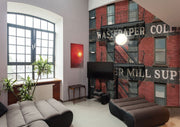 Vintage Red Brick Building Wall Mural-Vintage-Eazywallz