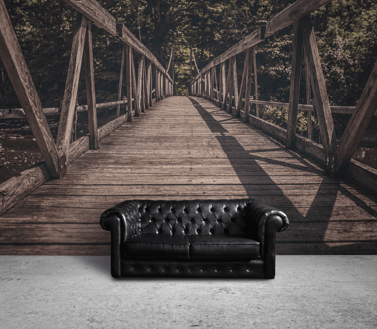 Wooden Bridge in Forest Wall Mural-Zen,Landscapes & Nature-Eazywallz